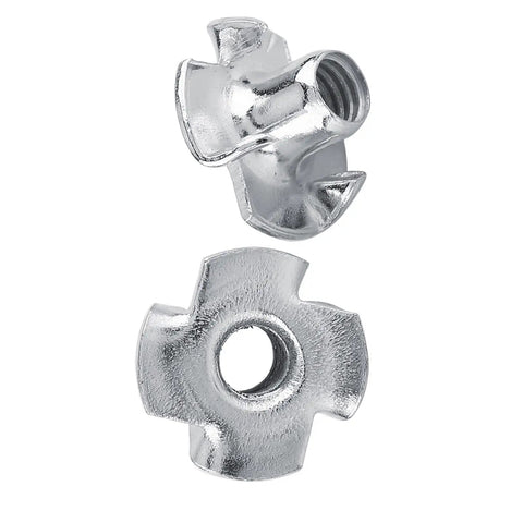 4 Prong Tee Nuts Zinc Plated Carbon Steel For Woodworking And Furniture, heavy duty T nuts with strong threaded socket, pack view