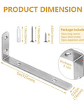 Diagram of L Shaped Corner Bracket 5 By 2 Inches, Beefy Heavy Duty Stainless Steel, Rust Proof Matte Black Finish with screws and anchors