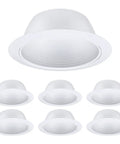 Pack of six Six Inch Classic White Recessed Light Trim With Detachable Ring, Full Metal Step Baffle, Fits Halo And Juno Remodel Recessed Housings