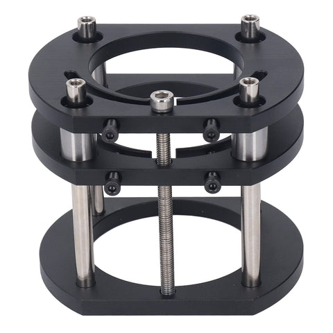 Precision Router Lift Table Mechanism Featuring Four Jaw Milling System Crank Handle Quick Height Tuning Solid Aluminum Alloy Base close-up view