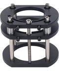 Heavy Duty Adjustable Router Lift Kit With Solid Aluminum Build And Stainless Steel Rods front view showcasing height adjustment mechanism.
