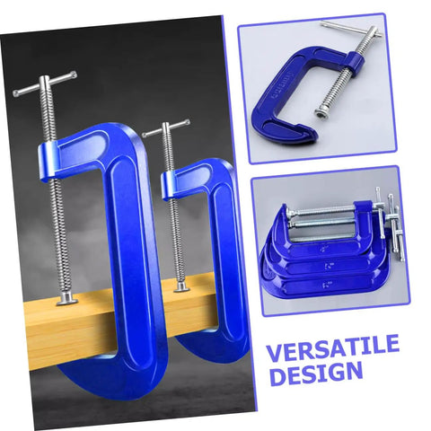 Built Tough 4 Inch Woodworking G Clamp With Quick Release C Clamp for Desk Mounting Universal Tabletop Clamp, blue, for crafting