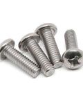 Rock Solid 8-32 Pan Head Machine Screws Half Inch Full Thread 304 Stainless Steel Phillips Drive Pack Of 100 displayed on a white background.