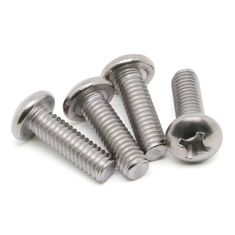 Rock Solid 8-32 Pan Head Machine Screws Half Inch Full Thread 304 Stainless Steel Phillips Drive Pack Of 100 displayed on a white background.