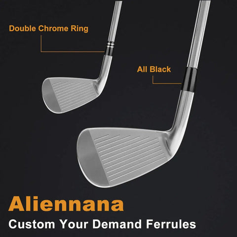 Premium.370 Inch Iron Ferrules For Taper Tip Golf Shafts, 12 Pack With Black And Double Chrome Ring on golf irons
