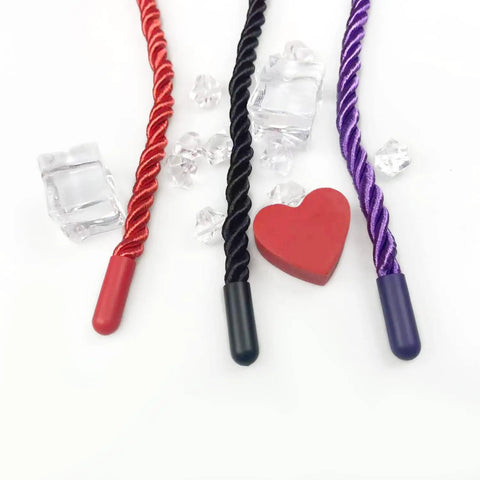 Three Pack Silk Look Rope 32 Ft Each 8mm Soft Braided Satin Rope Multi Color Black Red Purple for Crafts, ice and heart accents