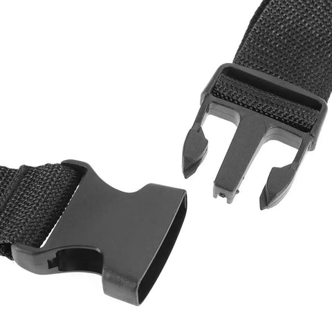Close-up of durable black buckle for Top Shelf Electrician Tool Belt With Spacious Multi Pocket Waist Pouch rugged industrial build.
