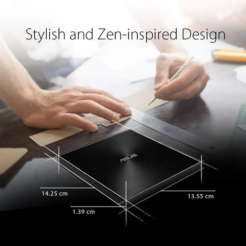 ZenDrive Ultra Slim External DVD Burner Drive RW With M Disc Support For Mac And Windows Nero Back It Up For Android Includes USB Two Point Zero And Type C Cables For Easy Plug And Play, 13mm slim black drive