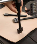 Leather Hole Punch Set Kickass Prong Punch Tool Kit For Leathercraft, 5mm Round Hole Chisel in use on leather