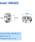 2 Pack 6004ZZ Deep Groove Ball Bearing 20 mm X 42 mm X 12 mm Chrome Steel With Double Shield Seals Z2 for DIY projects