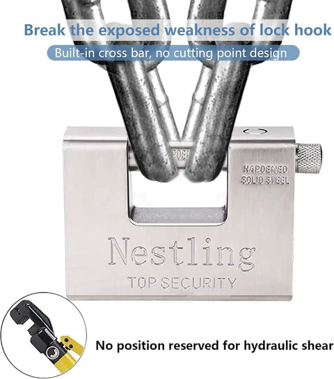 Durable 94mm Padlock With Key For Outdoor Security, shown with solid steel shackle and Nestling branding.