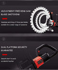 Badass 8900W Brushless Electric Wall Saw With Diamond Blade And Auto Water Cooling For Smooth Concrete Grooving and Rapid Demolition Projects, close-up of adjustable ring saw blades and dual platform security features.