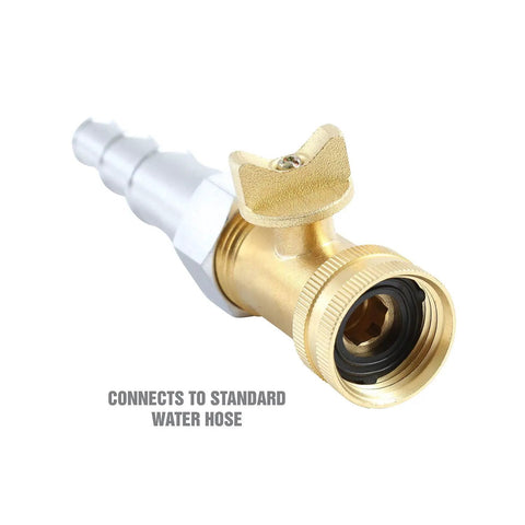 Cooling System Backflush Tool With Brass Shutoff Valve For Heater Core And Radiator Flush, universal fit brass connector