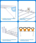 Six Pack White Wire Shelf Brackets For Twelve Inch Closets With Heavy Duty Anchors Screws And Clips showcasing triangular structure and stability.