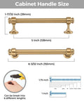 Champagne Bronze Aluminum Cabinet Handles 12 Pack with Five Inch Center Holes sizing diagram and installation tools.