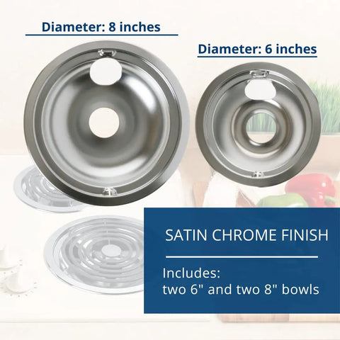 Electric Range Drip Pan Set 4 Pack OEM Quality Stovetop Spill Trays That Fit Most Electric Ranges Built To Take Spills Easy Clean No Fuss Cleanup