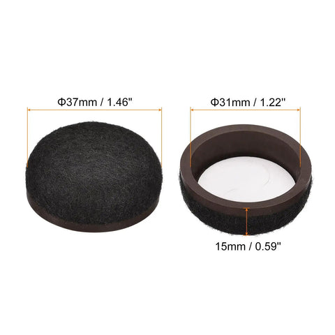 High Performance Premium Black Felt Furniture Sliders For Hardwood Floors Chair Glide Pads 37mm round design for floor protection.
