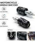 Classic Premium Heavy Duty Motorcycle Handlebar End Weight Sliders In Sleek Black, CNC machined, anodized finish details.