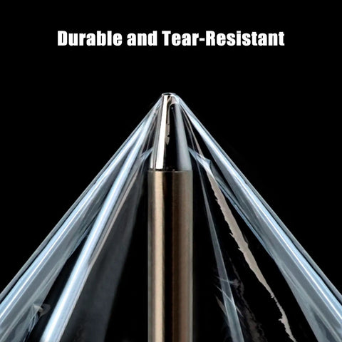 4 Inch Shrink Wrap Roll 500 Feet With Handle Two Pack Lightweight Plastic Wrap shown close-up with durability text