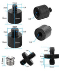 Slick 1/4 Male To 3/8 Female Thread Adapter With Double Head Stud Bolt, black metal connectors for camera gear.