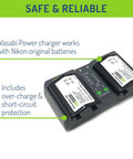 Image showing Two Pack Battery And Dual Charger For Nikon EN-EL18d Cameras with overcharge protection.