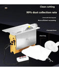 Built Tough Portable Woodworking Table Saw Featuring Dual High Power Motors Plus No Mess Dust Control On A Heavy Duty Aluminum Bench with dust collection.