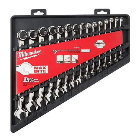 Metric Combination Wrench Set With 25 Percent More Torque Max Bite Open End Grip And Beefy I Beam Handle Ink Filled Size Labels