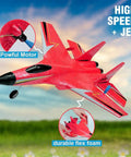 Red Su-27 RC Airplane With Gyro Stability, Rad 2 Channel Remote, Night Lights, Two Batteries, Durable Foam Airplane in flight