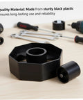 Snag This Fresh 2-Pack Of 36Mm Plastic Tape Dispenser Core Replacement Spinner Wheels Solid Reel Inserts on workbench with tools.