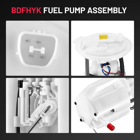 Electric Fuel Pump Assembly E7218M Plug-and-Play Fits Jeep Compass Patriot 2007-2017 And Dodge Caliber 2007-2008 2.4L L4 Direct Fit OE Replacement Replaces 67749 P76269M 5183202AA 5183202AB showing internal components and connections