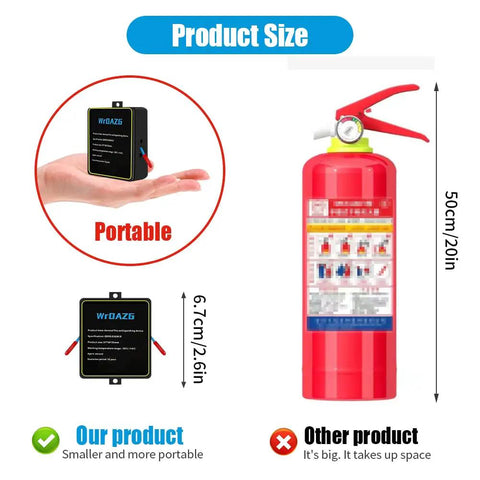 Compact Auto Fire Extinguisher That Activates In Three To Five Seconds For Cars Boats And Electrical Panels Eco Friendly And Clean Fire Suppression For Engine Compartments Cabins And Small Spaces Easy Automatic Safety Gear You Can Trust product size comparison with traditional extinguisher