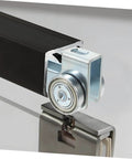 Close-up of heavy duty sliding door roller wheels for barn and cabinet doors, U type track pulley system, high load capacity.