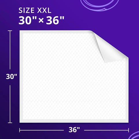 Heavy Duty Overnight Incontinence Bed Pads For Adults, Super Absorbent Leakproof Pee Protection With Lock Down Grip Backing, Next Level Dry Shield For Your Mattress 30 X 36 Inches dimensions with corner flap.