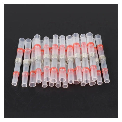 Get Your 75pcs Solder Seal Heat Shrink Butt Terminals Kit For Quick Wire Cable Connections With Easy Soldering Sleeve Electrical Connectors That Fit Like A Charm And Keep Your Rig Secure, 75-piece clear red butt terminals