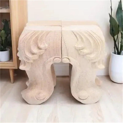 Solid Wood Carved Rose Furniture Legs Set for sofa table bed dresser cabinets and benches easy install replacement feet