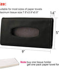 Sleek Genuine Leather Car Tissue Holder Sun Visor Napkin Dispenser, 9x5x1.6 inches, fits standard paper towels for car organization.