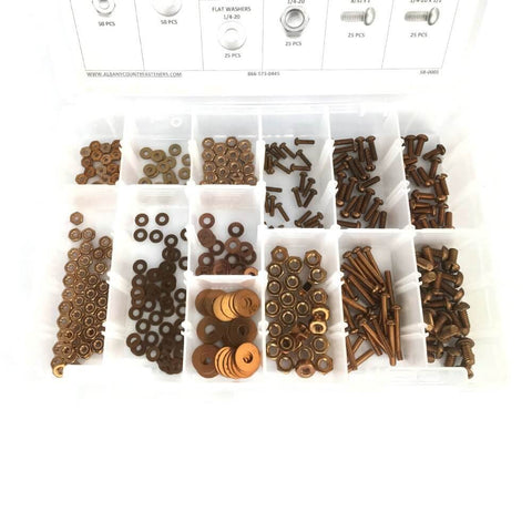 Silicon Bronze Electrical Screw Kit With Nuts And Washers And Insulated Screwdriver 377 Pieces In Compartments Box Includes 125 Screws 125 Nuts 125 Flat Washers Corrosion Resistant Fasteners For Breakers Lugs And Buss Bars