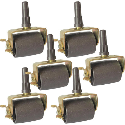 Set of 6 heavy-duty steel-stem bed frame casters with locking and plastic inserts