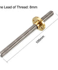 100mm Long T8 Lead Screw Rod 8mm Diameter With Copper Nut Eight Lead Trapezoidal Thread For Your DIY 3D Printer Z Axis
