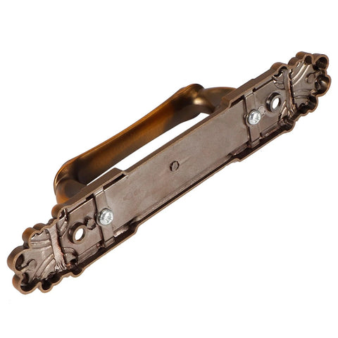 Antique European Style Two Pack Cabinet Door Pulls Set with vintage bronze zinc alloy handles, back view, showing detailed craftsmanship.