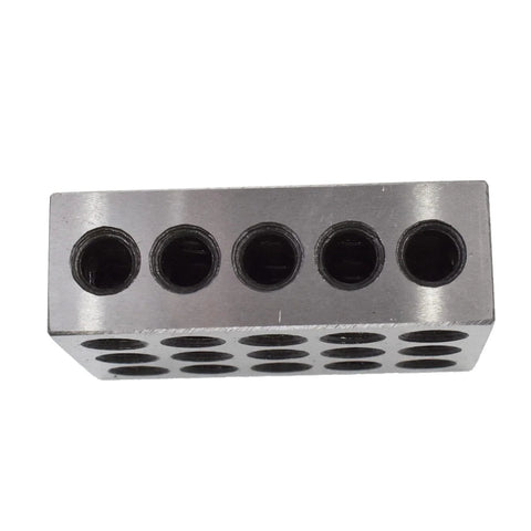 Top view of marddpair parallel block, metal 1x2x3 inch, 23-hole machinist block with five top holes