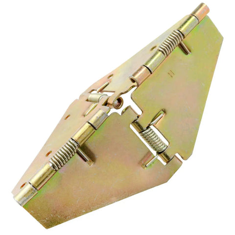 Heavy Duty Folding Table Hinge Two Pack delivering smooth 180 degree swing, galvanized iron, close up view showing springs and fasteners.