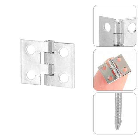 Miniature Decorative Box Hinges Set 100 Pcs Silver 8x10mm With Nails for Jewelry Boxes and Wooden Cabinets, DIY display