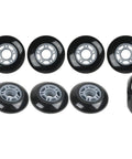 Inline Skate Wheels 80mm 82A Black Outdoor Roller Hockey 8 Pack For All Purpose Skating Durable Urethane With 5 Spoke Hub