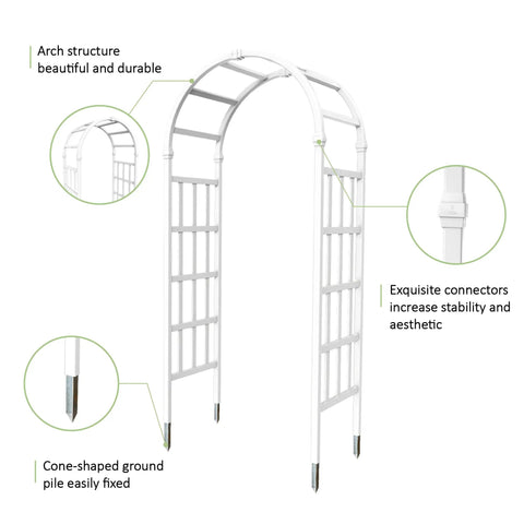 Weatherproof Vinyl Garden Arbor Arch 41W By 86H White Easy Assembly With Ground Anchors Durable Outdoor Yard Decor For Front Porch Or Garden Path Perfect For Climbing Plants
