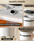 Triple Threat Semi Auto Mini Washer Dryer For Sneakers And Workout Gear user interface features including rotary control and anti-pinch cover.