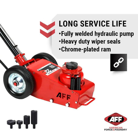 Knockout 22 Ton Air Hydraulic Axle Jack Delivering Boss Level Shop Power With Lightning Fast Motor And 43 Inch Locking Lever And Eight Inch Pro Grade Wheels