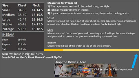 Size chart for Mens Short Sleeve Coverall Zipper Front Work Jumpsuit For Mechanics And Industrial Crews In Gray.