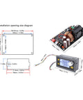 Adjustable DC Power Supply 0 to 60V 0 to 20A With LCD Display diagram, component dimensions and layout.
