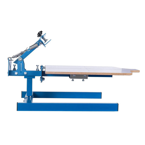 Side view of One Color One Station Silk Screen Printing Press For Tees And Garments, 21.3 By 17.7 Inch Platen, Adjustable Tension